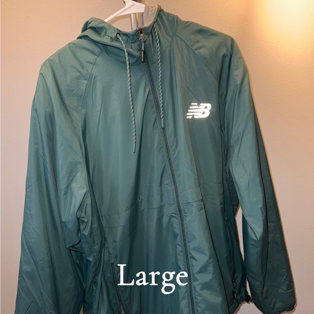 New Balance Men's Teal Hooded Rain Jacket